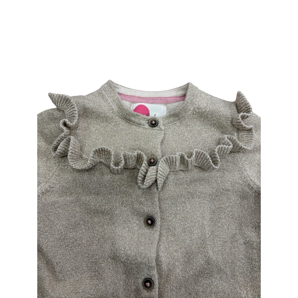 Mini Boden Girls 3-4 Gold Knit Cardigan Ruffle Sweater - Picture 3 of 5